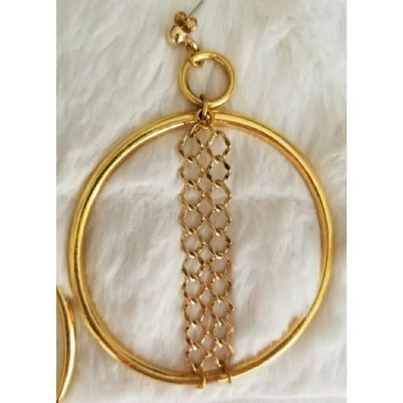 VANESSA MOONEY // ltd ed gold drop hoop chain detail earrings